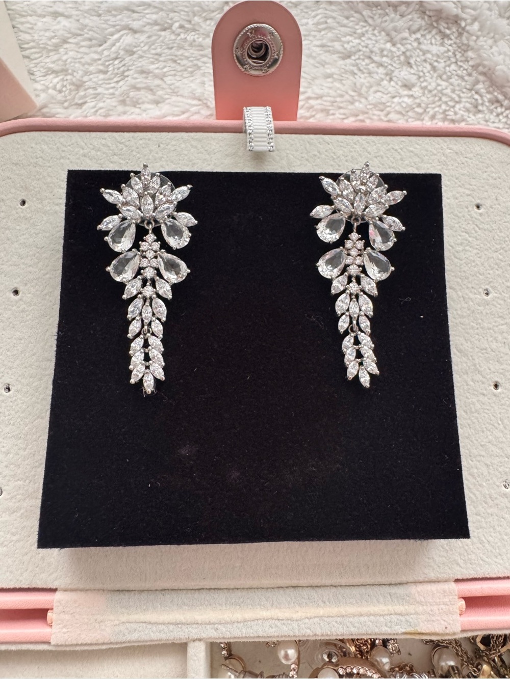 Silver Crystal Cascade Drop Earrings